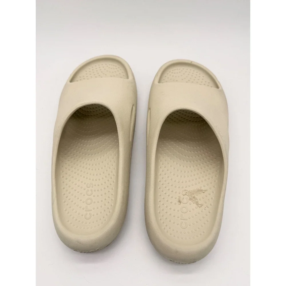 Crocs Mellow Recovery‎ Slides Bone Beige Unisex Mens 5 Womens 7 Sandals 208392